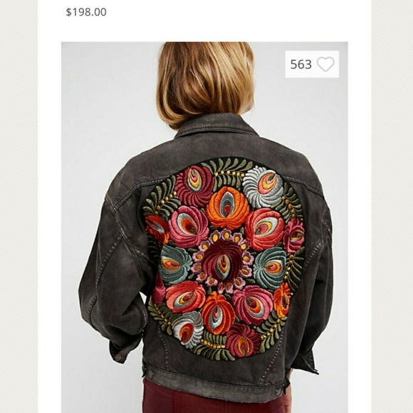 Free People Jackets & Blazers - Free people Oversized embroidered denim jacket